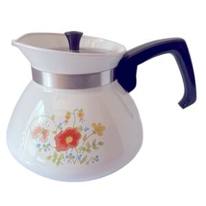 Vintage “Wildflowers” Design 6-Cup Tea/Coffee Pot with metal lid by Corningware.